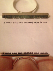 Colleen Baran 'I miss you' ring